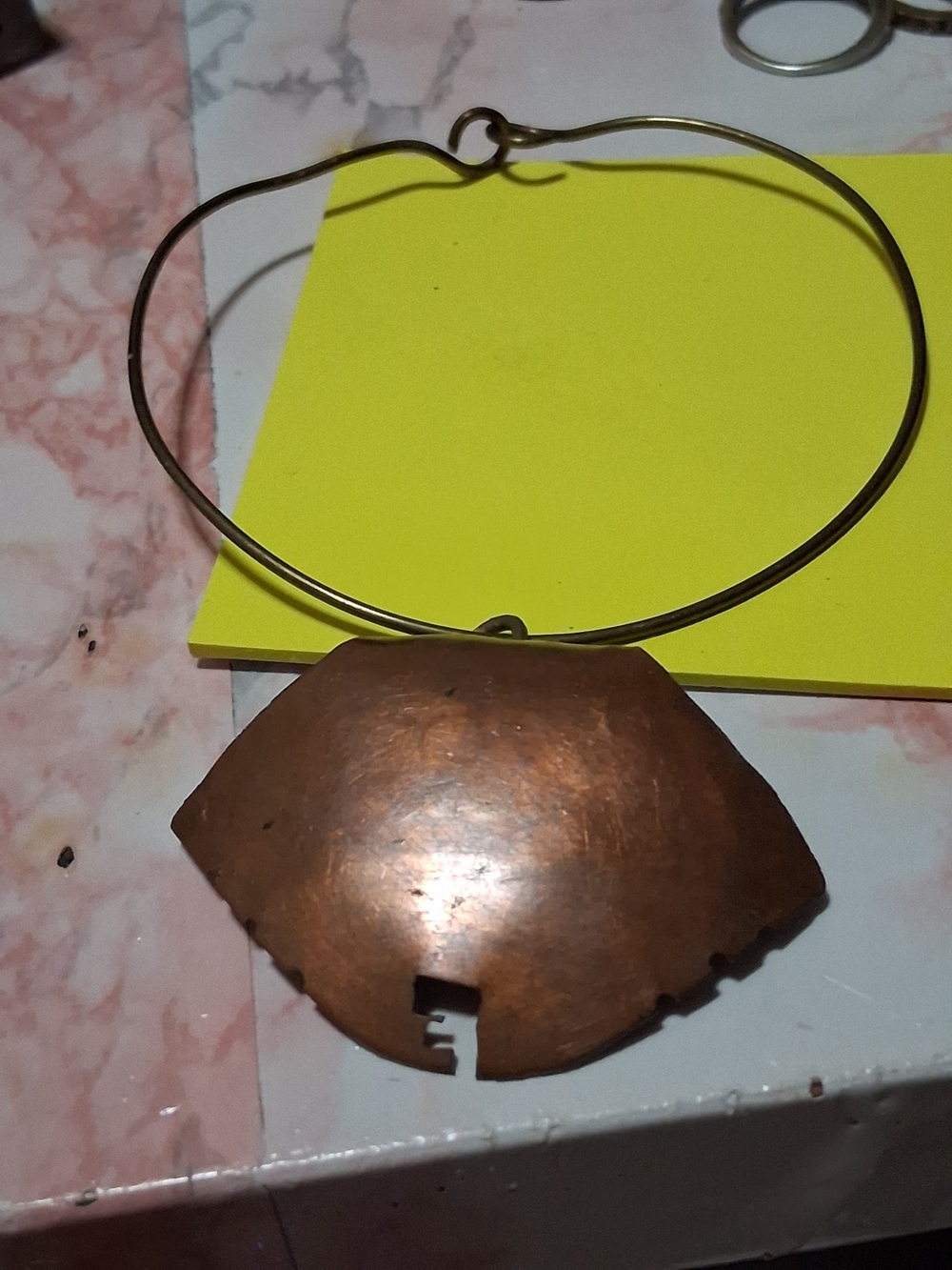 Handcrafted Copper Pendant Necklace in Brown - Unbranded